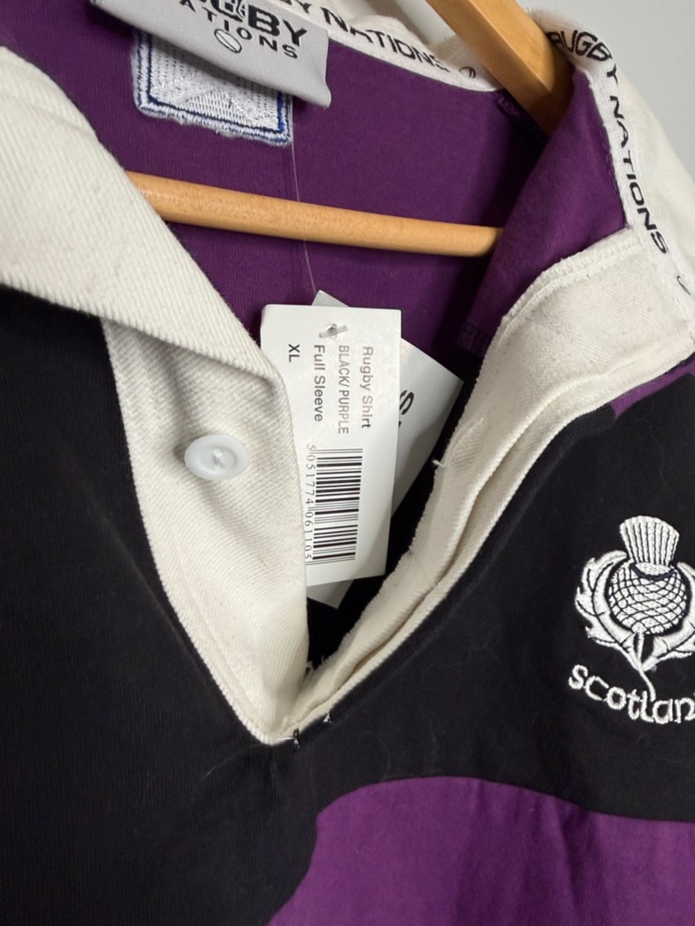 Scotland Long Sleeve Rugby Shirt - Purple & Black - Picture 6 of 9